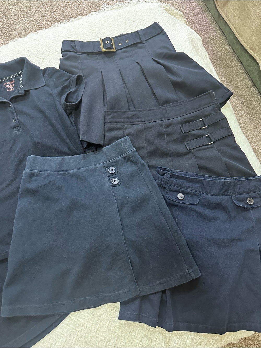 Cat & Jack Navy Girls School Skirts and Polo Set